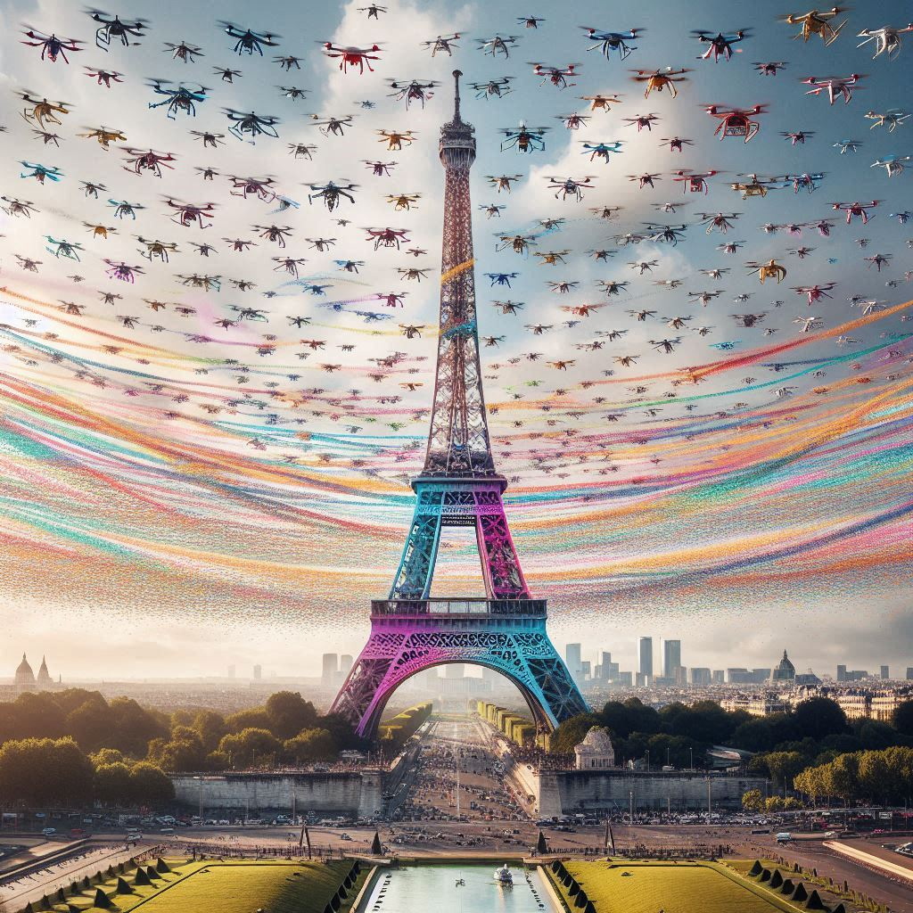 Drones over Paris (AI-generated image)